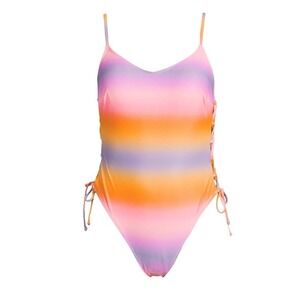 No Boundaries Juniors' Lace Up Ombré One piece Swimsuit-Multi Color (Size XL)NWT